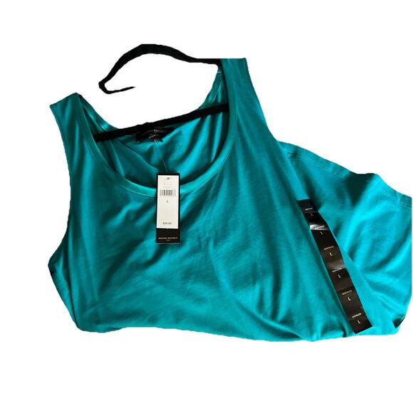 Banana Republic Womens Luxe Touch Tank Top Size L Green Satin Trim - Picture 2 of 8